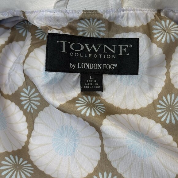 Towne Collection By London Fog Women's L Trench Coat Ivory Floral Lining Jacket - Picture 9 of 12